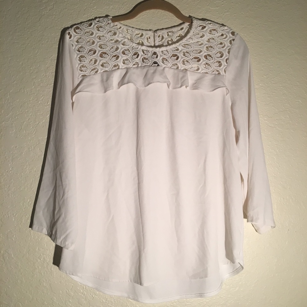 Ann Taylor Off White Blouse Size Large